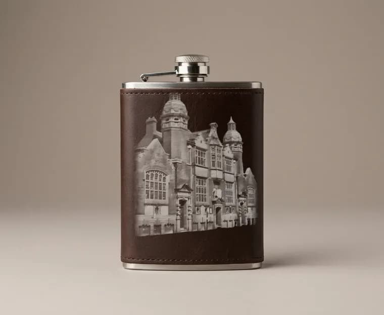 Leather Hip Flask, 7 oz, unmarked