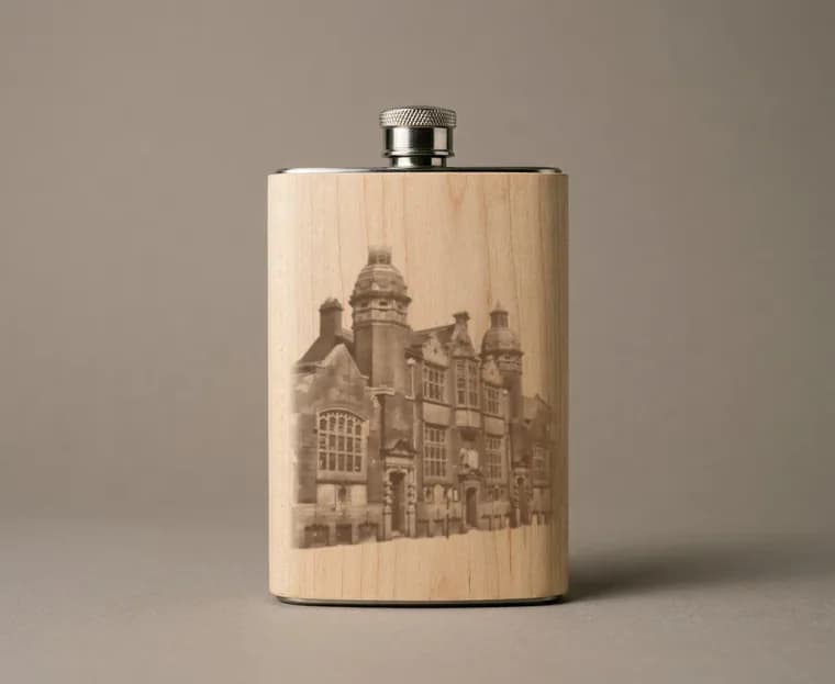 Wooden Hip Flask, 6 oz, unmarked